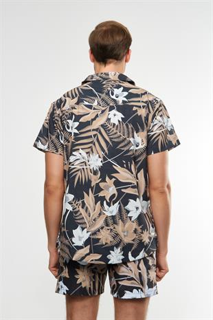 Floral Desen Kısa Kollu Gömlek