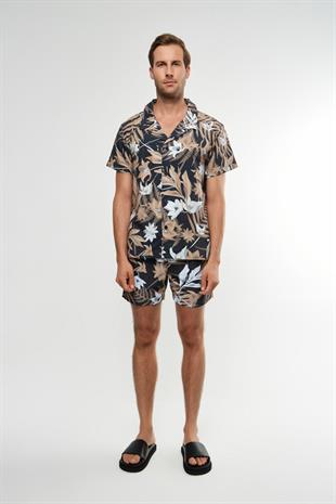 Floral Desen Kısa Kollu Gömlek