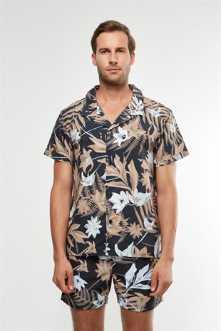 Floral Desen Kısa Kollu Gömlek