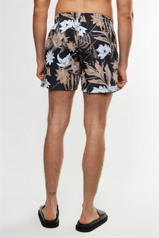 Floral Desenli Lacivert Şort Mayo