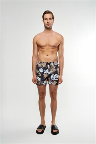 Floral Desenli Lacivert Şort Mayo