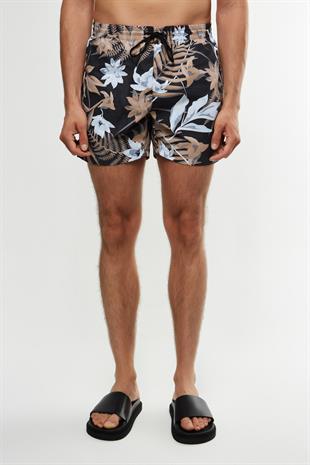 Floral Desenli Lacivert Şort Mayo