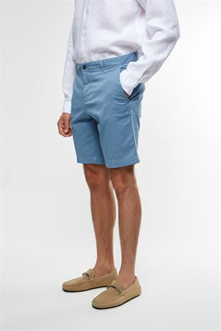 Mavi Düz Kesim Şort