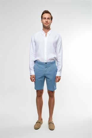 Mavi Düz Kesim Şort