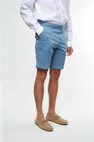 Mavi Düz Kesim Şort
