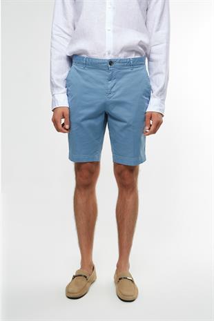 Mavi Düz Kesim Şort