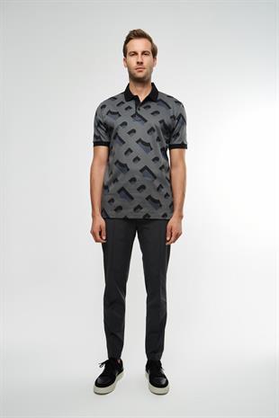 Monogram Desen Polo Yaka T-shirt
