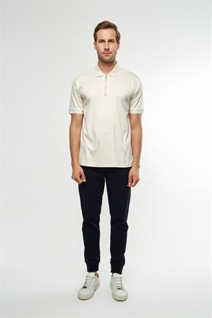 Pamuklu Krem Polo Yaka T-shirt