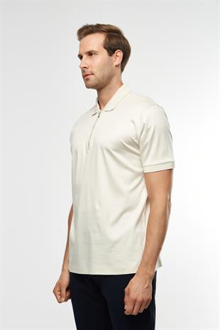 Pamuklu Krem Polo Yaka T-shirt