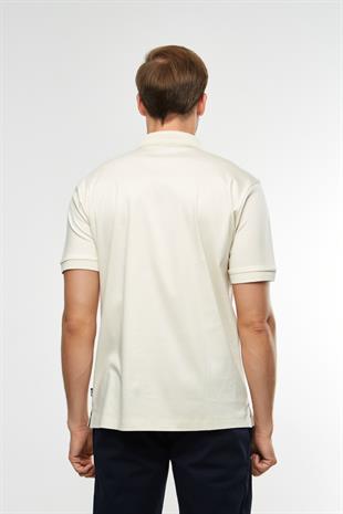 Pamuklu Krem Polo Yaka T-shirt