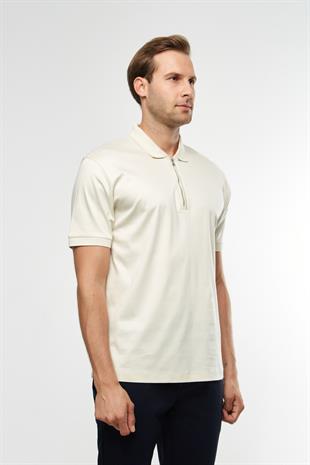 Pamuklu Krem Polo Yaka T-shirt