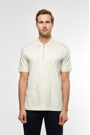 Pamuklu Krem Polo Yaka T-shirt