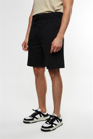 Siyah Düz Kesim Sport Şort