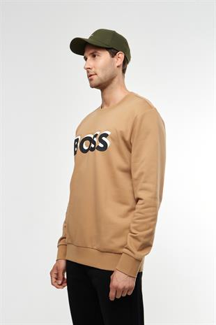 Slogan Motto Bej Sweatshirt