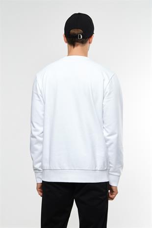 Slogan Motto Beyaz Sweatshirt