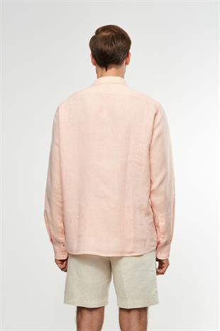 Somon Rengi Keten Gömlek