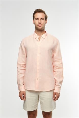 Somon Rengi Keten Gömlek