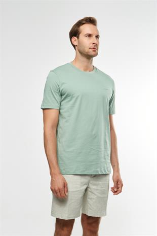 Yeşil Bisiklet Yaka Basic T-shirt