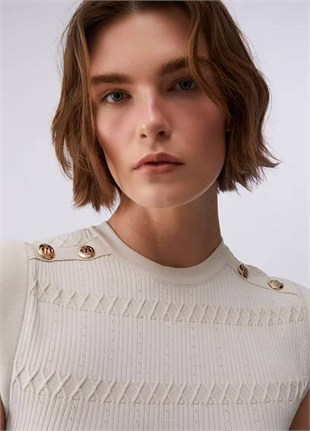 Bej Triko Elbise
