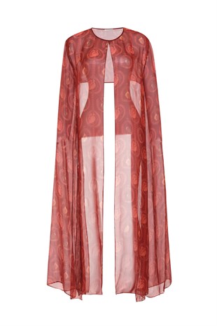 Kırmızı Açık Sırt Kaftan