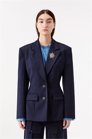 Broş Detaylı Blazer Ceket