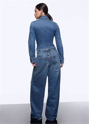 Bağcıklı Denim Gömlek