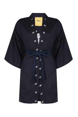 Lacivert Kısa Kimono