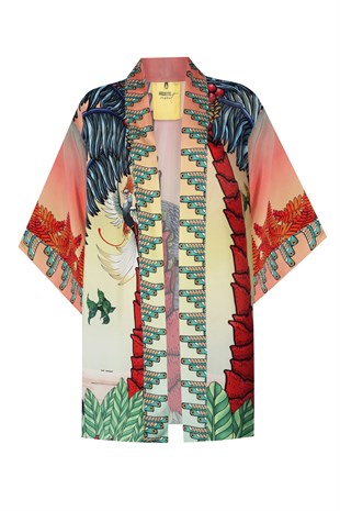 Desenli Kısa Kimono