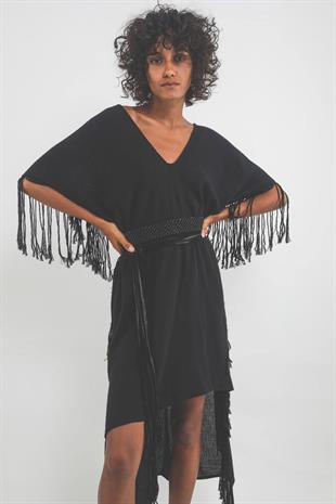 Siyah Püsküllü Deri Kemer