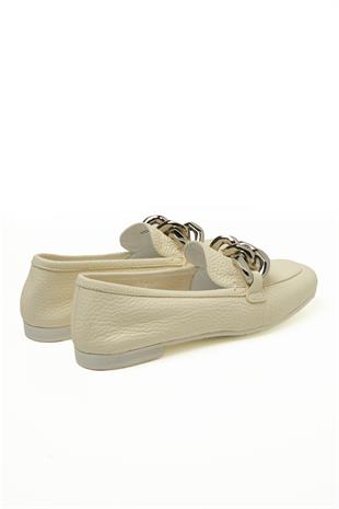 Krem Zincir Tokalı Kadın Makosen