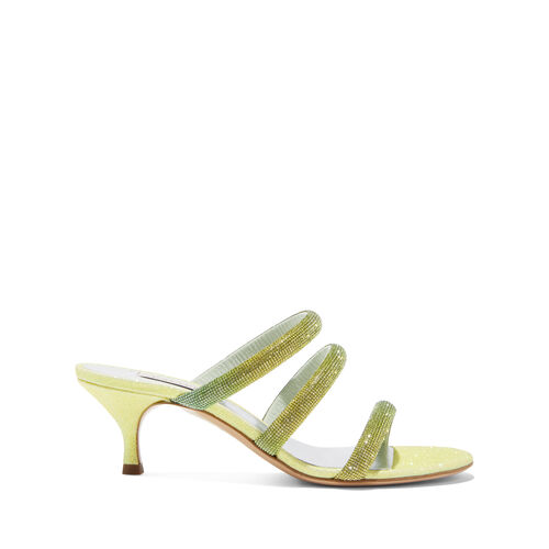 Sarı Taşlı Degrade Bant Topuklu Terlik