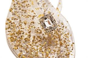 Taş Aksesuarlı Simli Terlik