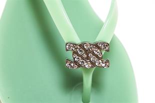 Taş Aksesuarlı Yeşil Terlik