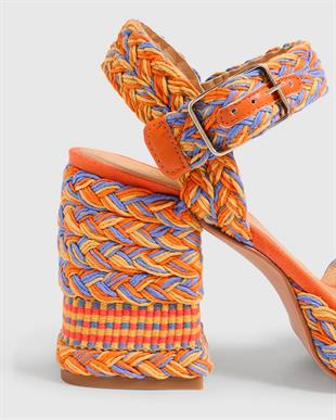 Valeria Turuncu Kısa Topuklu Espadril
