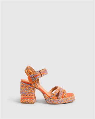 Valeria Turuncu Kısa Topuklu Espadril