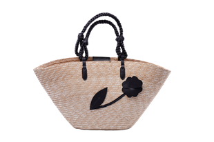 Çiçek Figürlü Hasır Çanta