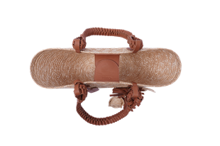 Kahverengi Saplı Charm Detaylı Hasır Çanta