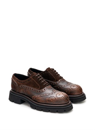 Desenli Deri Loafer