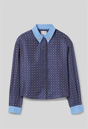 Baskı Detaylı İpek Gömlek