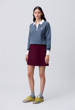 Bordo Mini Yün Etek