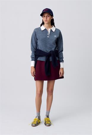 Bordo Mini Yün Etek