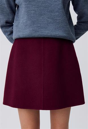 Bordo Mini Yün Etek