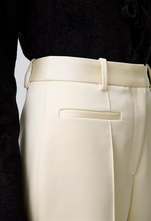 Ekru Geniş Paça Pantolon