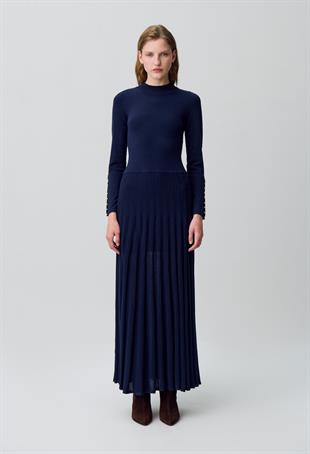 Lacivert Maxi Triko Elbise