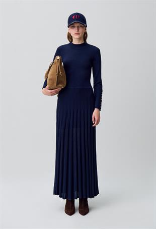 Lacivert Maxi Triko Elbise