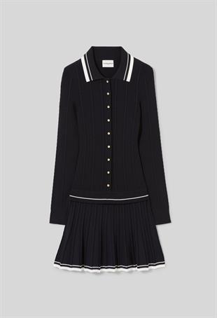 Lacivert Mini Triko Elbise