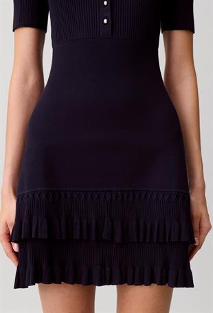 Lacivert Mini Triko Elbise