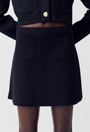Siyah Mini Triko Etek