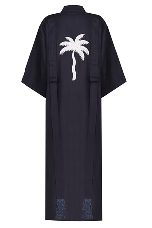 Lacivert Uzun Kimono