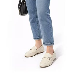 Bej Deri Loafer